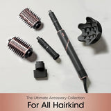FlexStyle Hair Styling System – Portable Hair Dryer, Curler, Volumizer & Blow Dryer Brush with 6 Styling Tools – Black / HD440BK
