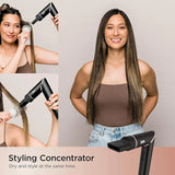 FlexStyle Hair Styling System – Portable Hair Dryer, Curler, Volumizer & Blow Dryer Brush with 6 Styling Tools – Black / HD440BK